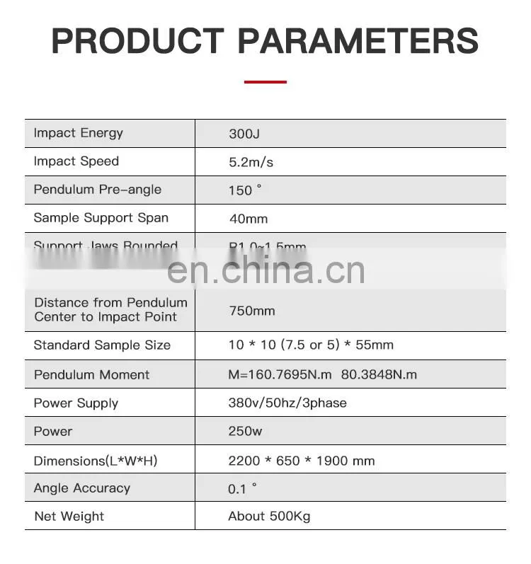 Wholesales Pendulum Impact Testing Machine from Trustable Factory with 300J