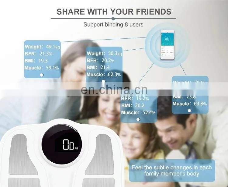 Full ABS Plastic Design 180Kg Smart LED Digital Weight Blue Tooth Body Fat Scale