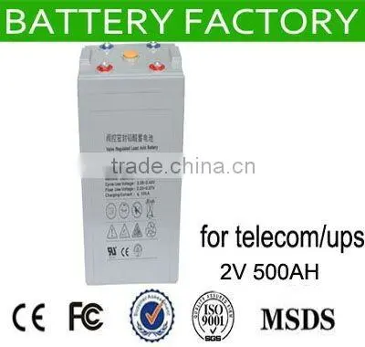 3 warranty rechargeable solar battery 2v 500ah battery