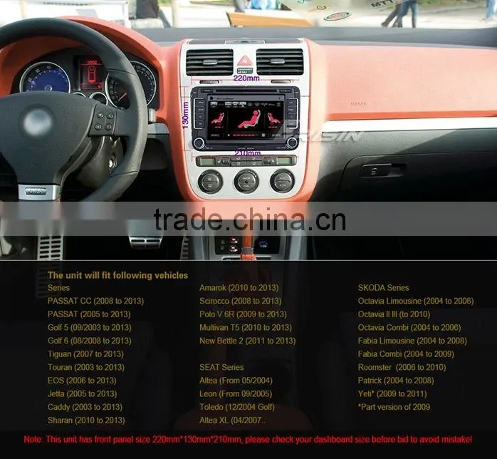 Erisin ES7698V 7" Car Radio DVD GPS Seat Golf 5 6 Passat Caddy Polo Skoda