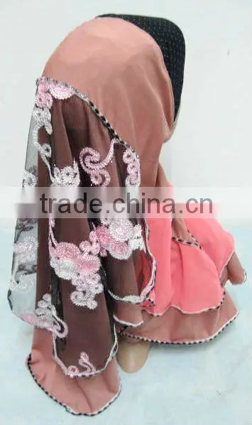 A559 Fashion modern HIGH QUALITY ISLAMIC HEADSCARF ONE PIECE flower LONG MUSLIM HIJAB