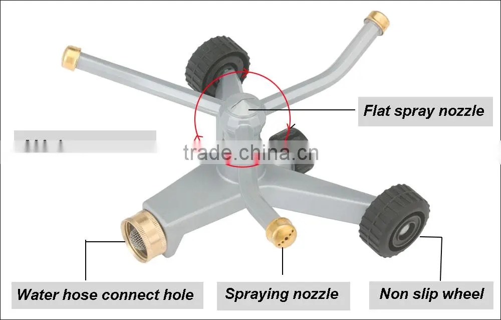(8-20601) Competitive price green 3 arms rotating sprinkler, rotate sprinkler, rotation sprinkler