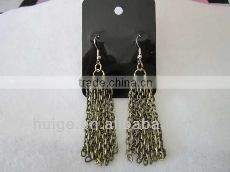 Chain Tassle Earrings, Silver Long Chain Earrings Statement Jewelry, Handmade Fashion Jewelry