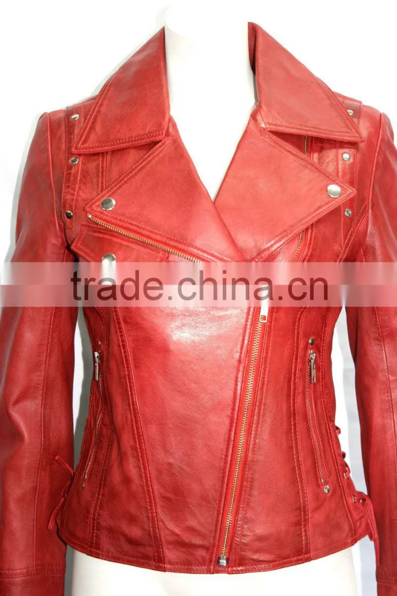 Red indian vintage motorcycle leather jacket