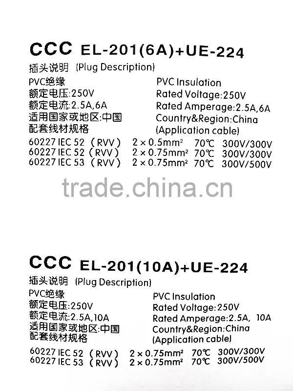 Chinese Standard 2 Pin Plug to CCC C7 Connector Power Extension Cord