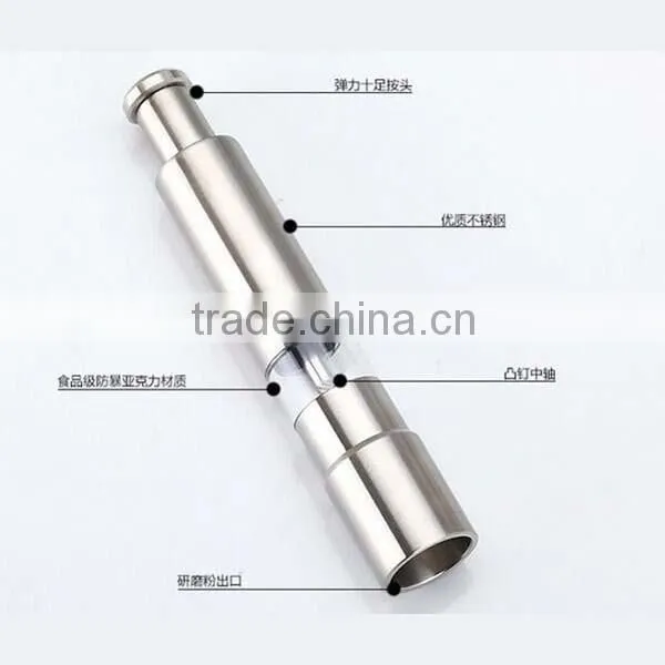 Classic Salt and pepper stainless steel mill grinder set sleek design for outdoor BBQ manual mini salt& pepper mill