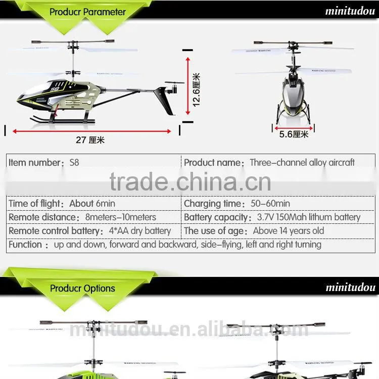 Shoutou Minitudou 3CH RC Helicopter with Infrared Remote Control toy