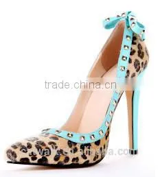 Leopard & Crystal sexy women high heel shoes 2015 High quality lady high heel shoes Fashion office lady high heel shoes