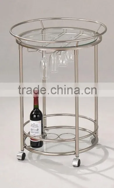 Modern Trolley/ Round Metal Glass Serving Cart