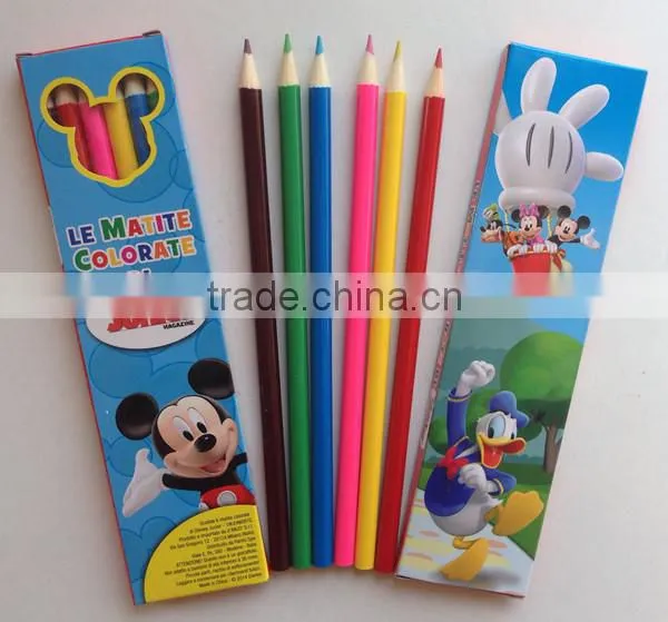 6pcs wooden mini color pencil