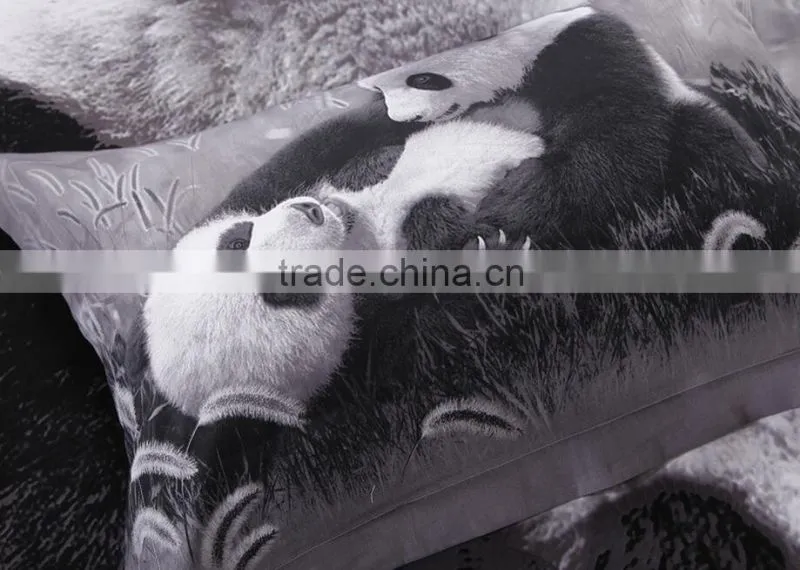 2016 fashion 3D panda 100% natural cotton bed cover set