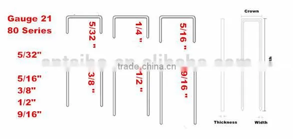 Light duty 21 gauge 80 series staple for bostitch stapler