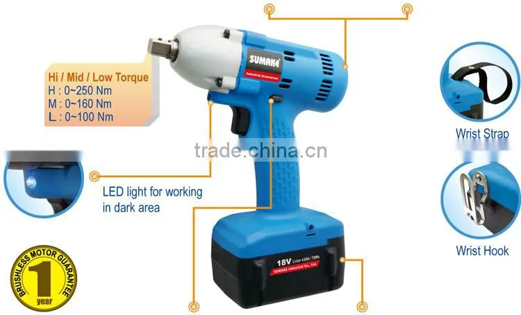 18V Brushless 1/2 inch Li-ion battery cordless impact wrench