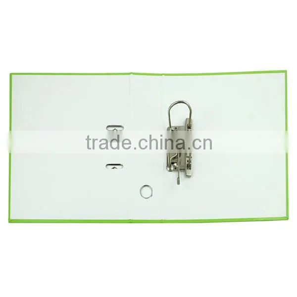 2016 hot sale 2 rings lever a4 3 inch handcover metal clip hard plastic file folder made in china