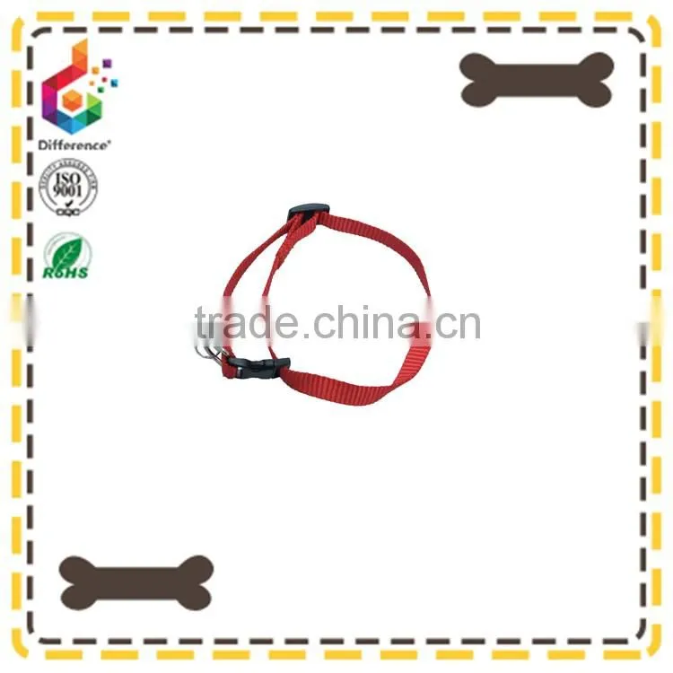 Red nylon rope pet dog collar with a ring bell