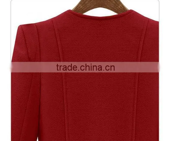 Fashion Womens Slim Thicken Lapel Purple Jackets Winter Warm Long Wool Overcoats