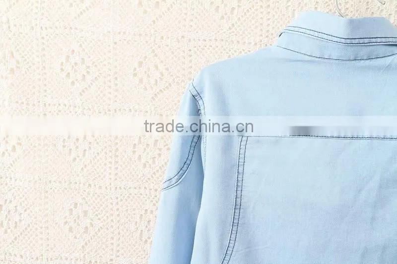 2014 New style European all-match long sleeve female jean coat/jean shirt woman denim coat clothing