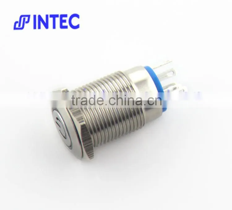 16mm metal switch, LED and latch metal switch, with the character of Power symbol lamp switch