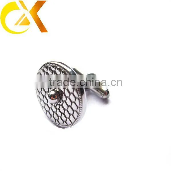 Mens accessory stainless steel jewelry silver round stamped pattern cufflinks