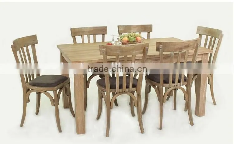 Antique French style fabric seat dining table and chair/ restaurant dining sets(CH-272-OAK,DT-413-OAK)