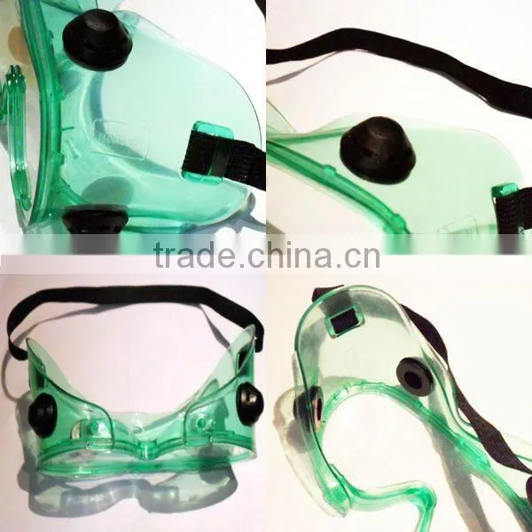 replaceable lens medical security goggles PVC security goggles EN 166 PC lens security goggles green security goggles for sales