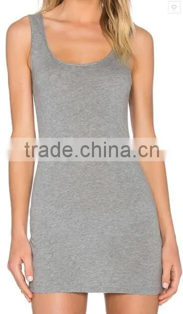 Hot Selling Ladies Gray Sleeveless Tank Mini Dresses Design