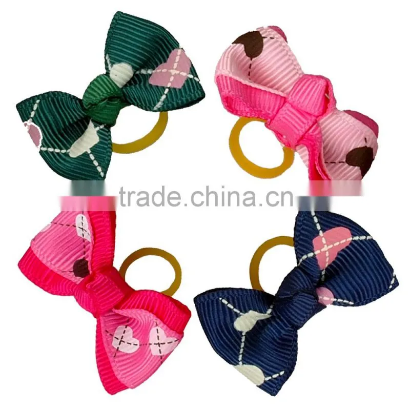 Wholesale Rubber Band Dog Cat Puppy Hearth Pattern Hair Bows
