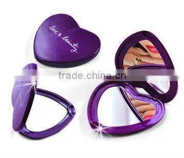 Travel taking heart shape compact mirror/cosmetic mirror/make up mirror/pocket mirror/vanity mirror