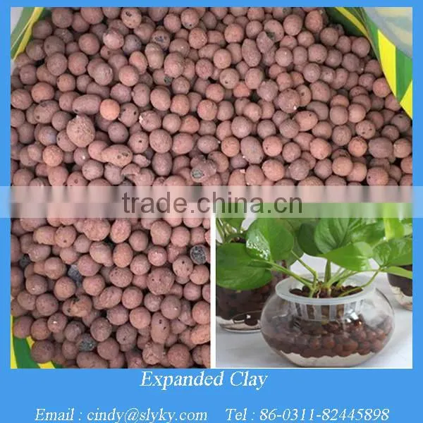 Expanded clay pebbles soil in plant growingbed