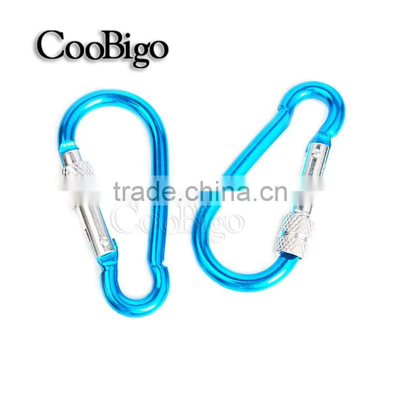 Multi-Color Aluminum Spring Locking Carabiner Snap Hook Keychain Hiking Camping #FLQ188-7C(Mix-s)