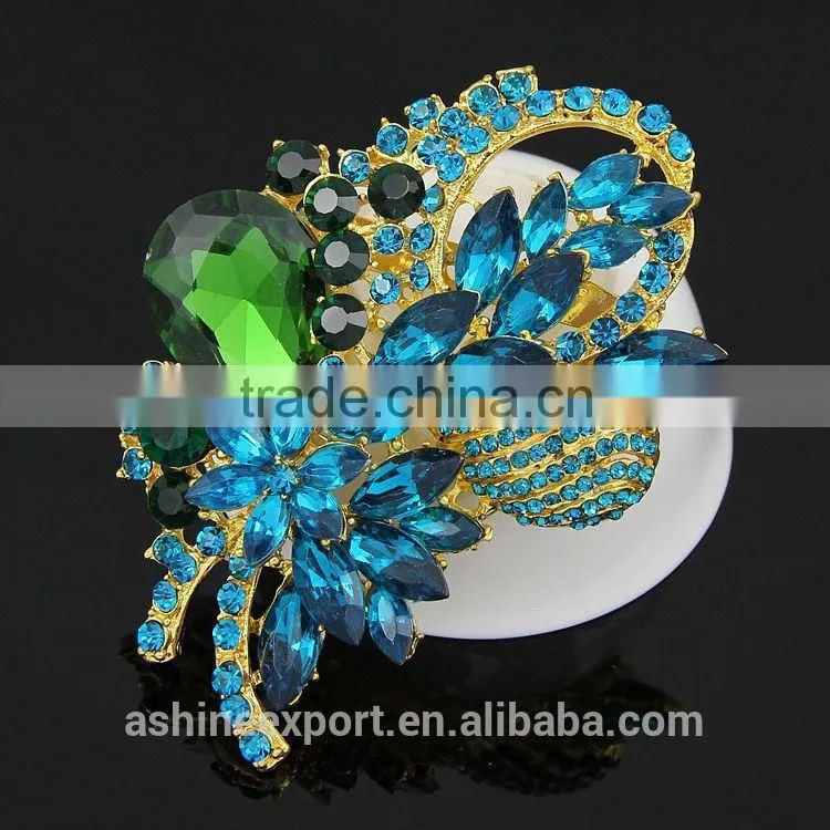 Bright bridal bulk crystal rhinestone flower brooch/handmade rhinestone brooch