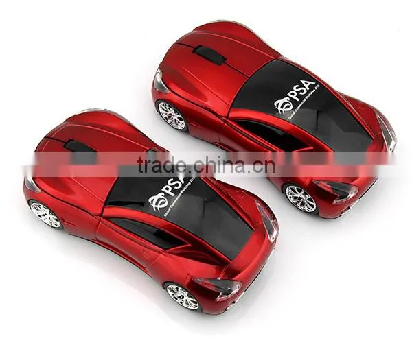 car shape wireless mouse with blue headlight