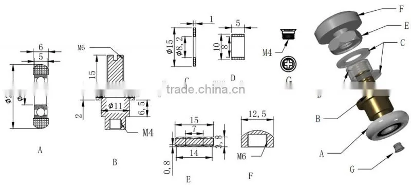 China Supplier 688RS brass eccentric wheel