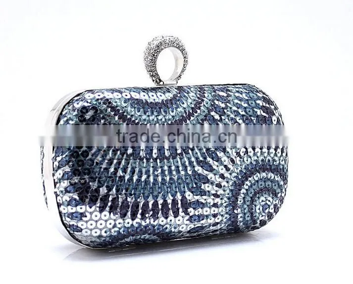 Fashion Eye of the angel lady aluminum box sequin clutch evening bags