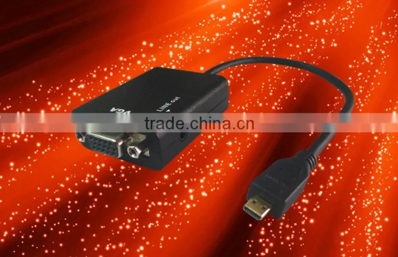 Mic HD Male to VGA Female Audio Converter HD Conversion Cable Adapter with Chipset 480P / 720P / 1080P for Multimedia