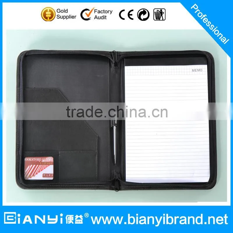 PU or PVC or leather Fashion portfolio with exercise book and pen holder