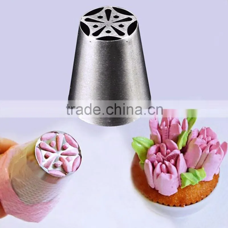 6pcs stainless steel russian tulip nozzles flower icing piping tips pastry tubes set