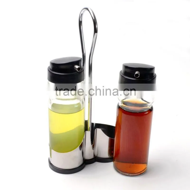 Hot sale 2pcs/set glass oil and vinegar container dispenser bottle