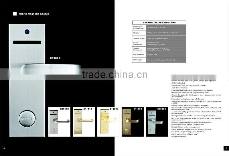 mag card door lock with stainless steel and 2 years warranty, hotel locks,door locks