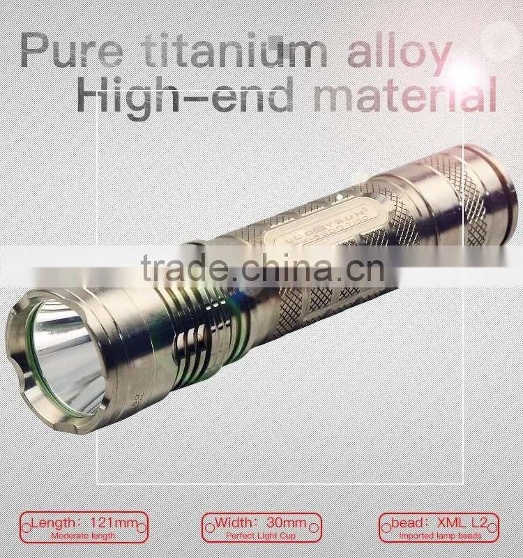 Top Quality Customized recharge portable XML L2 edc Titanium Alloy LED watt flashlight