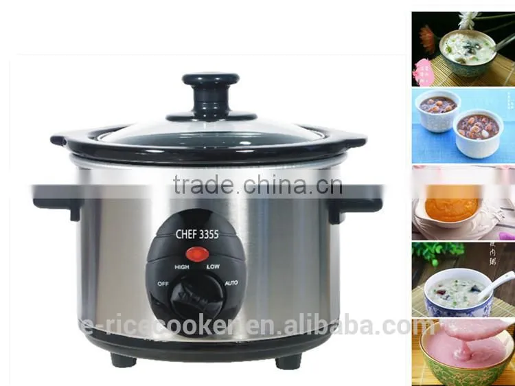 Mini stainless steel outer body electric slow cooker ceramic inner pot