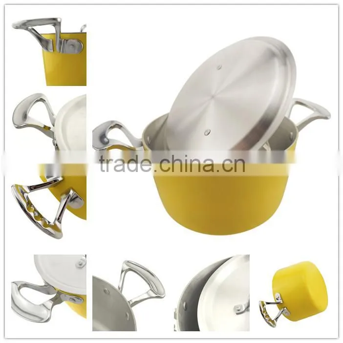 New product yellow 8pcs aluminum cooking cookware