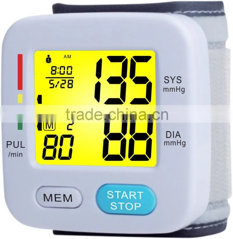 2016 High quality product Blood Pressure Monitor with 3 colors backlight