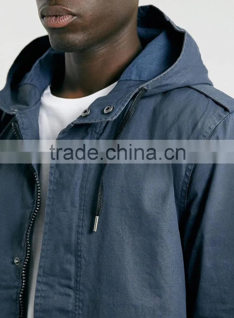 lightweight navy Waxed Parka Jacket for men