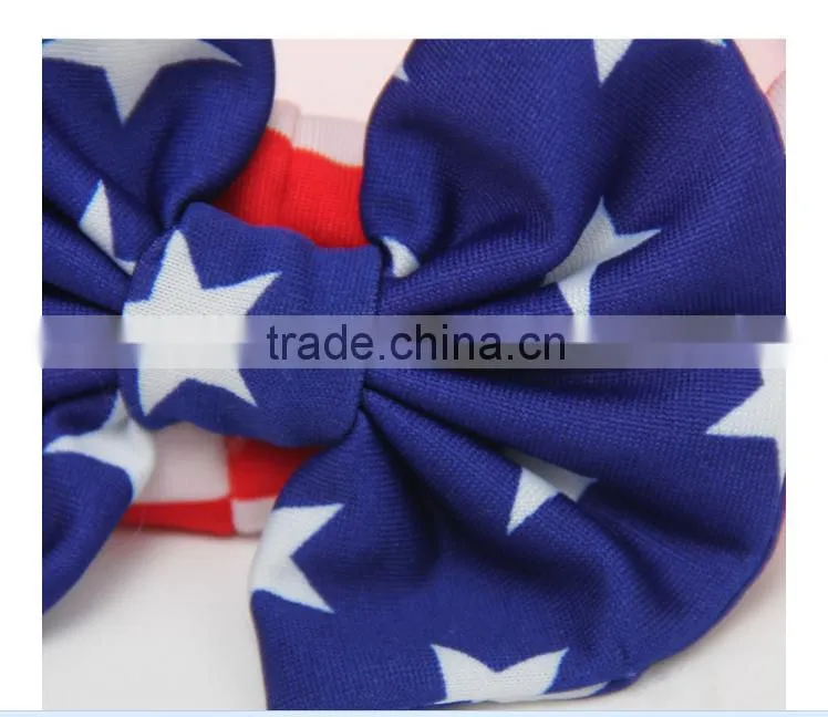 The new baby children's hair accessories National Day flag models rabbit ears bow cross with the new foreign trade