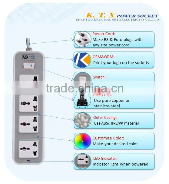 4 Gang Single Row Universal Power Extension Socket With Shutter