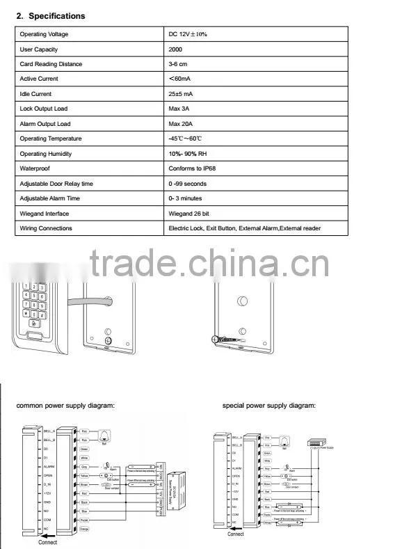 High security fingerprint access control keypad for security system