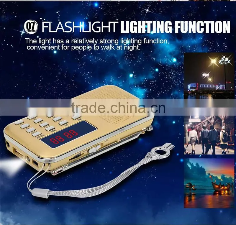 Red portable better air band radio transmitter price Y-896 LED light retro radio