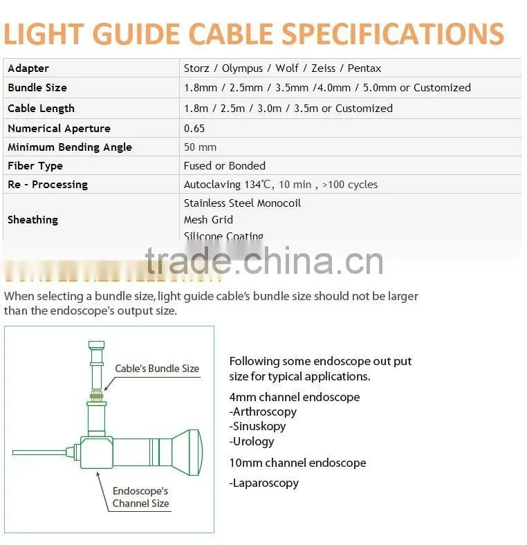 Light Transmitting Bundle Surgical Endoscopic Fiber Optic