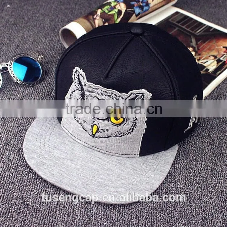 owl embroidery pattern high quanlity leather realistic china snapback hats